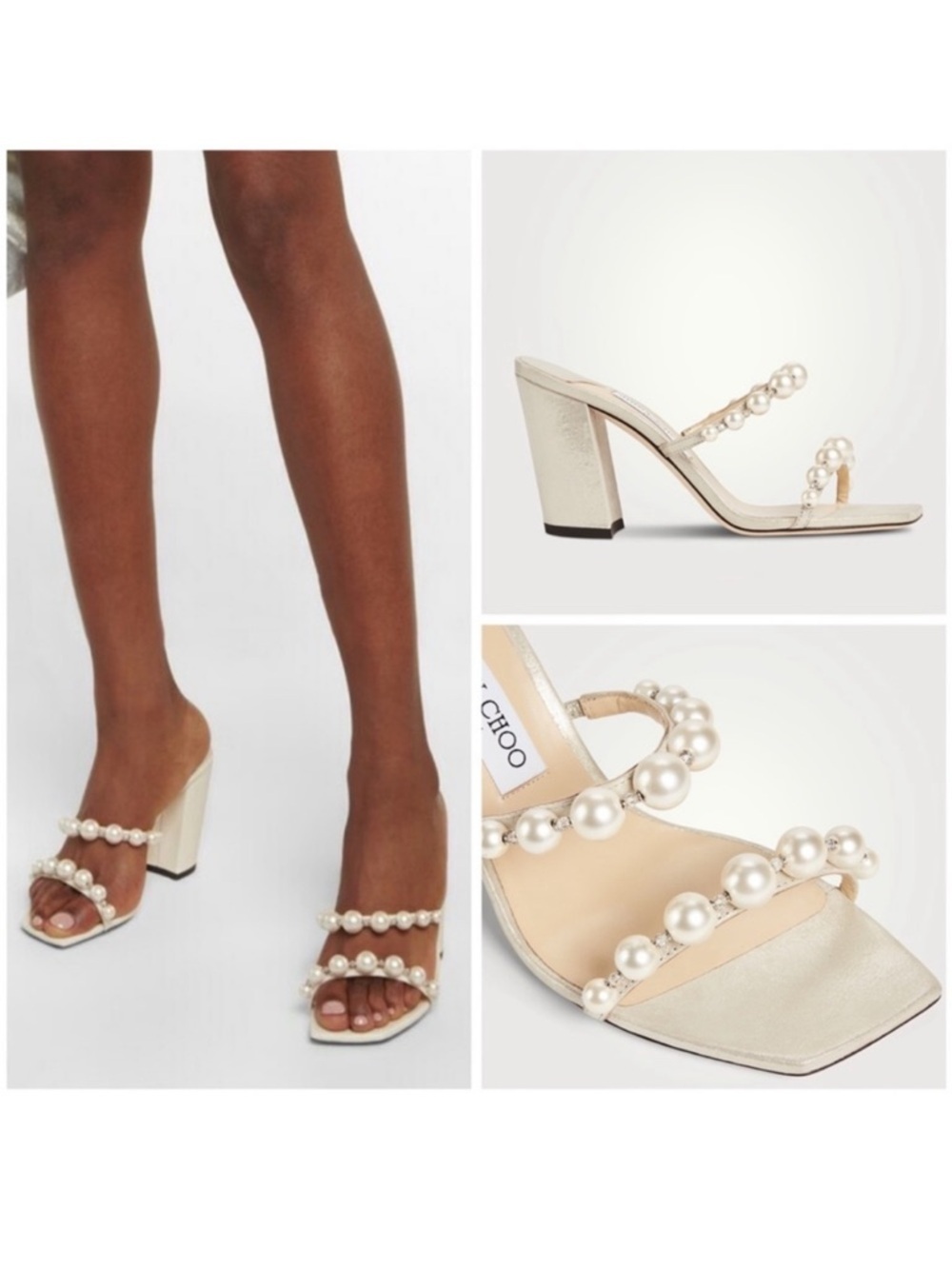 Jimmy Choo Amara 85 in champagne and white size 39.5